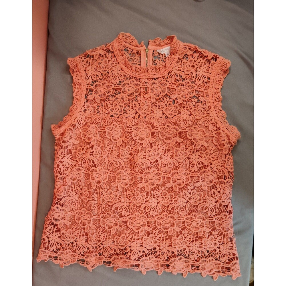 Women's Nanette Lepore Floral Lace Sleeveless Top XL Peach